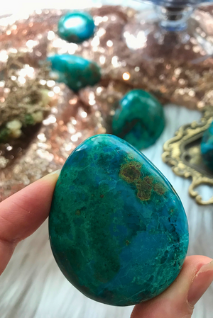 A-Grade Chrysocolla Palm Stones for Grace & Awareness