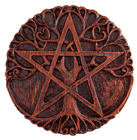 Carved Floral Pentacle Wooden Box - Various Sizes