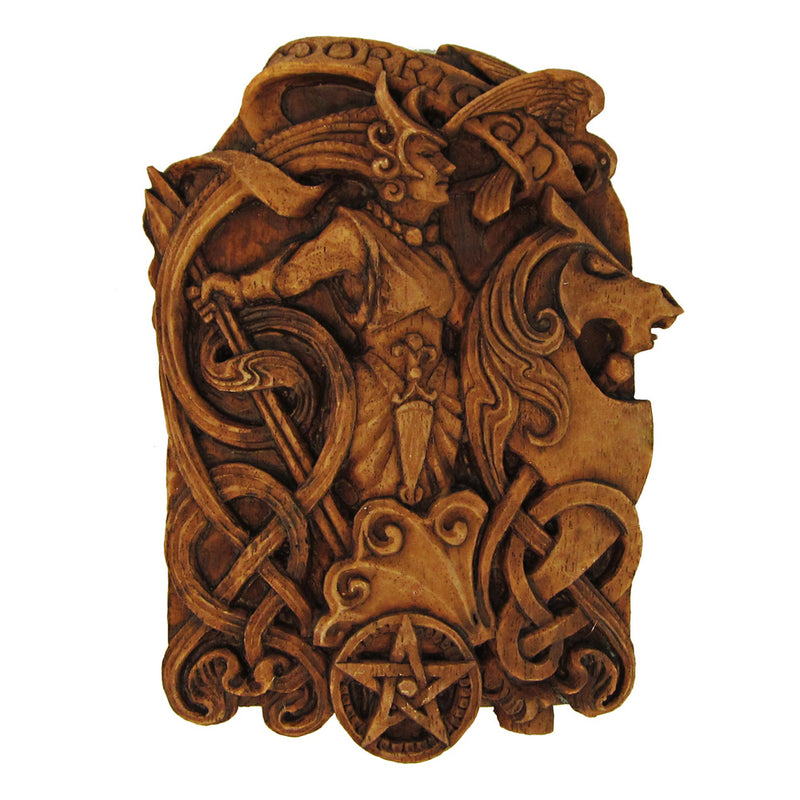 Morrigan Goddess on War Horse Plaque