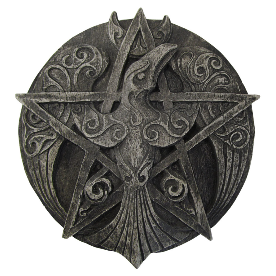 Crescent Raven Pentacle Wall Plaque - Various Colors