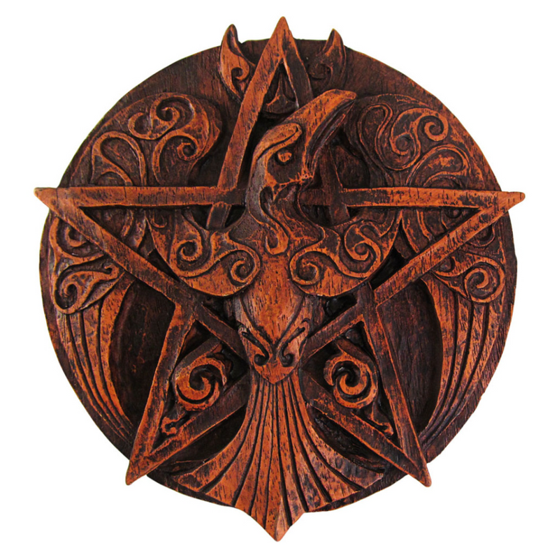 Crescent Raven Pentacle Wall Plaque - Various Colors