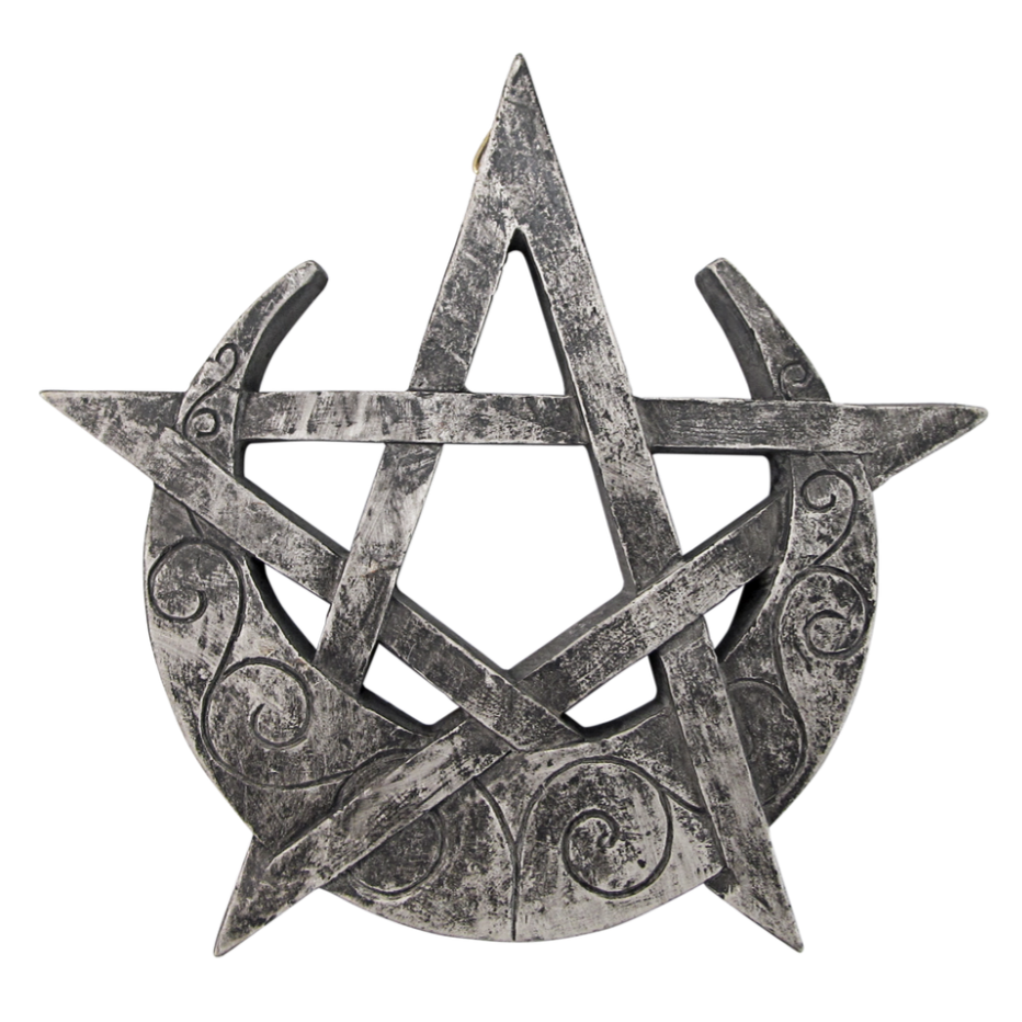 Pentacle Crescent Moon Wall Plaque