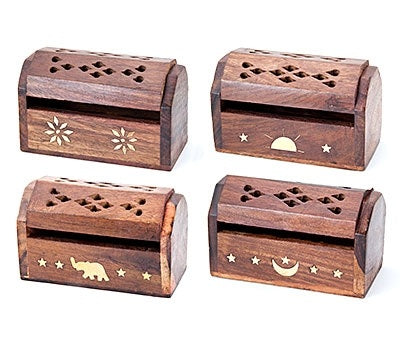 Wooden Incense Cones Storage Box & Burner